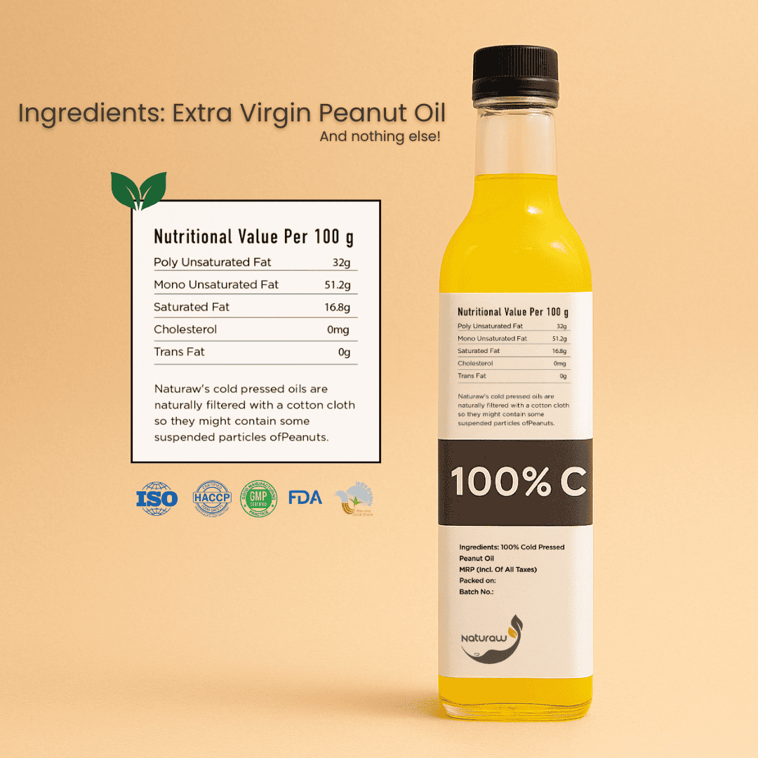 Cold Pressed Peanut Oil Organic, Pure and Natural
