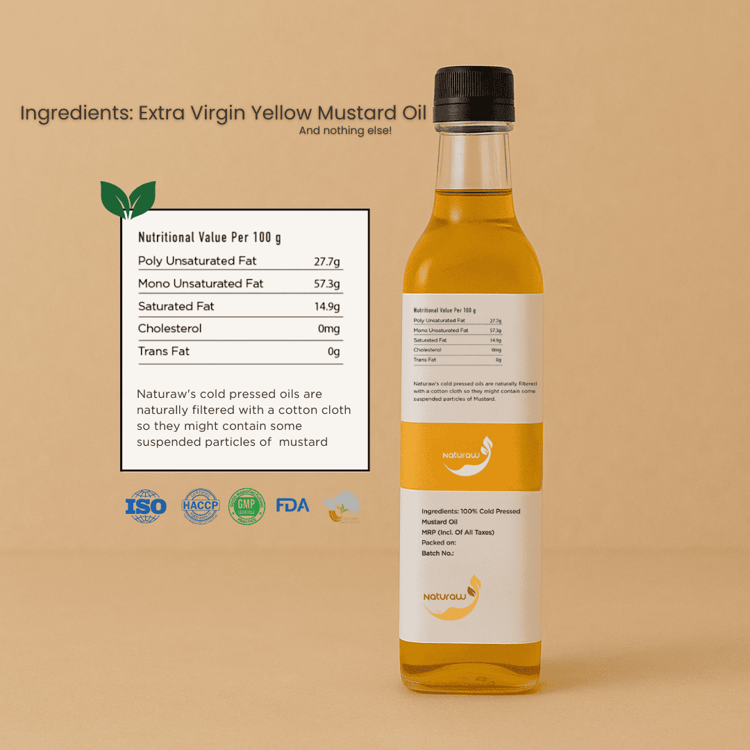 Cold Pressed Yellow Mustard Oil, Organic, Pure and Natural