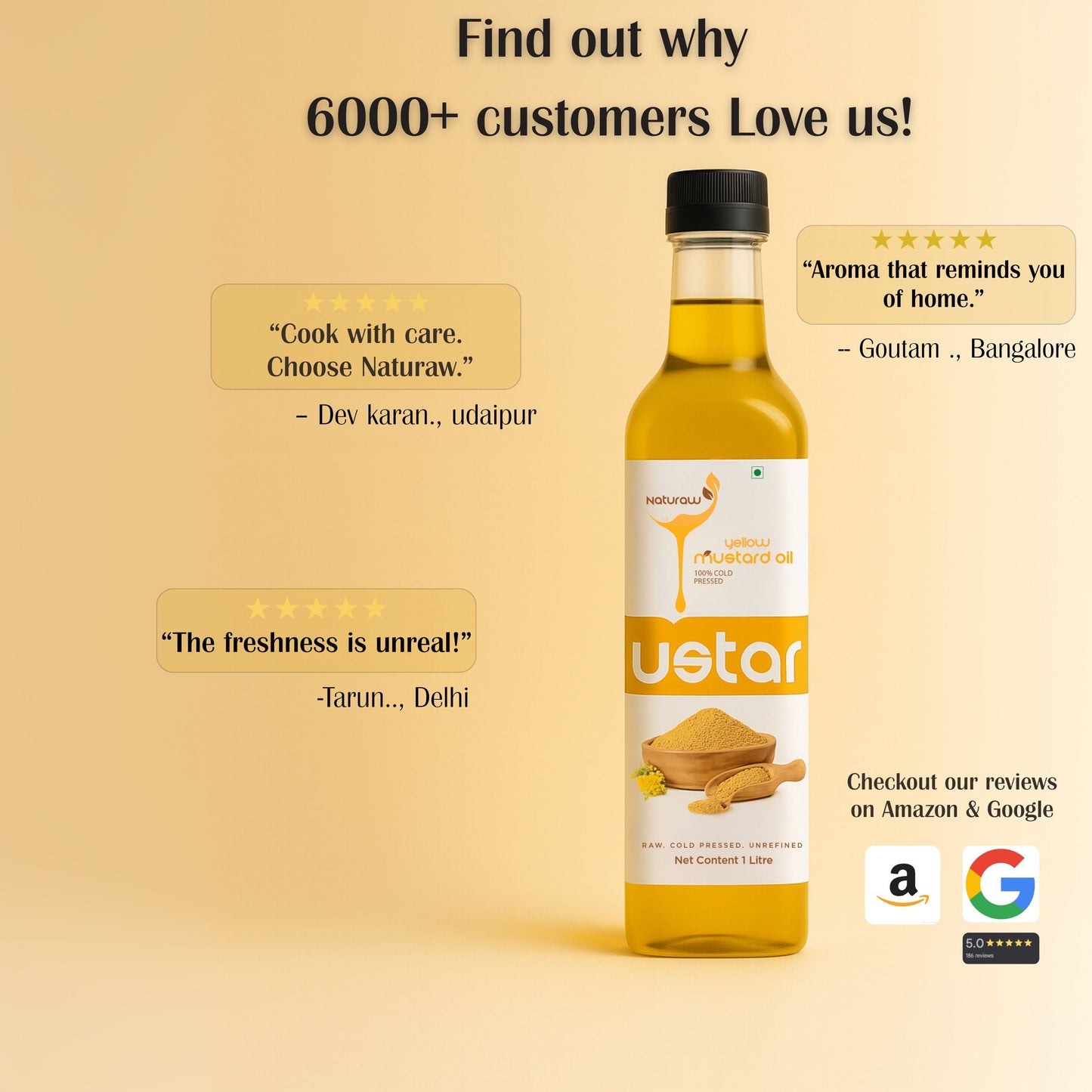 Cold Pressed Yellow Mustard Oil, Organic, Pure and Natural